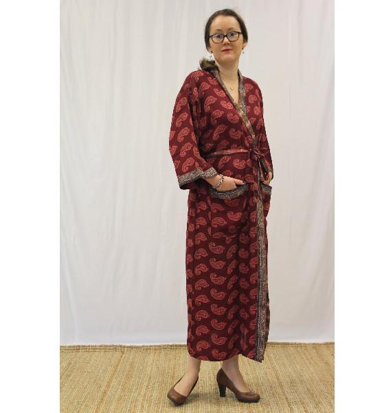 Kimono long en soie recyclé, pour un look original et bohème