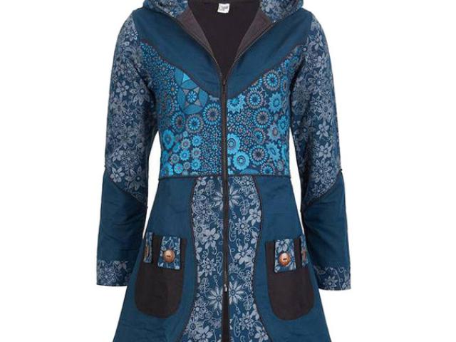 Manteau ethnique bleue femme