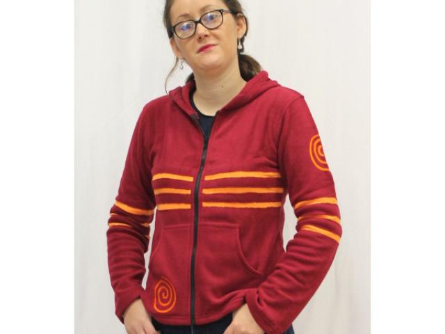 Veste polaire ethnique rouge et orange