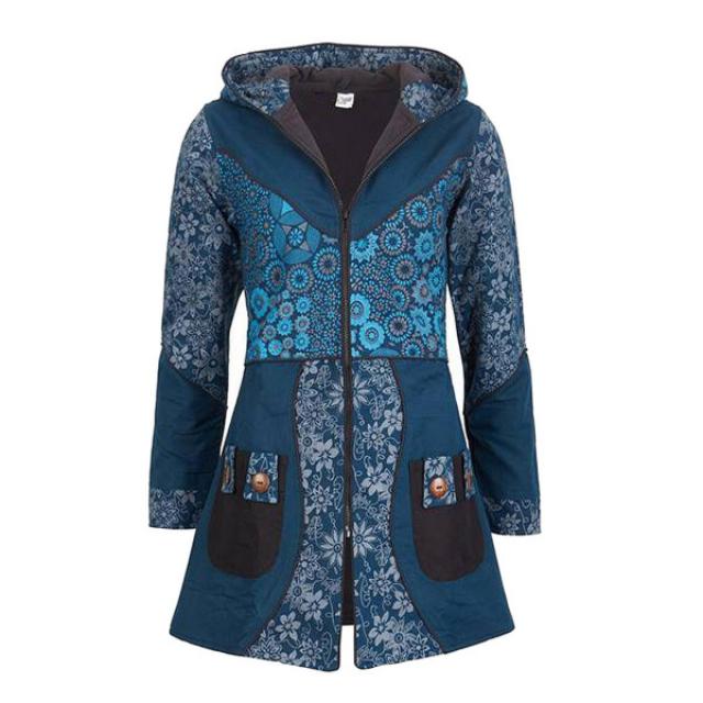 Manteau ethnique bleue femme